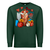 Sports Green Basketball Sunflower Frappe Premium Sweatshirt - FaDigitalArtStudio