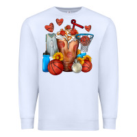 White Basketball Sunflower Frappe Premium Sweatshirt - FaDigitalArtStudio