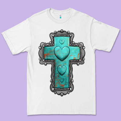 Turquoise Gemstone Cross Premium Tee Designed By Jasminsmagicworld