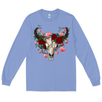 Colony Blue valentines bull skull Long Sleeve Tee - RanaPortraitStore