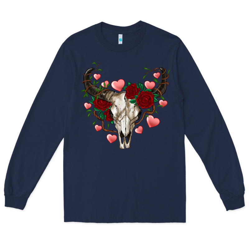 Valentines Bull Skull Long Sleeve Tee by RanaPortraitStore | Teevron