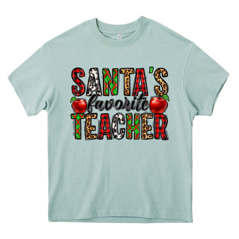 Santa's Favorite Teacher Heavy Core Tee by Jasminsmagicworld | Teevron