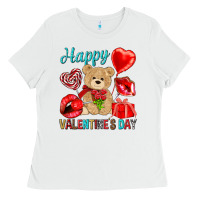 White happy valentines day Ladies Tee - NancyCooperArtShop