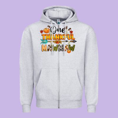One Thankful Mawmaw Zipper Hoodie Designed By Cowgirlartshop