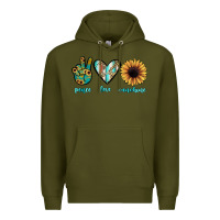 Army Green peace love sunshine Premium Hoodie - JahusDesignShop