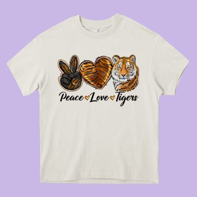 Peace Love Tigers Heavy Core Tee Designed By Lillyallendesigns
