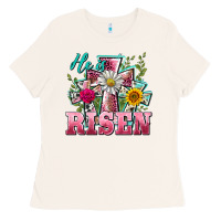 Bone he is risen cross easter Ladies Tee - BarkalooDesign
