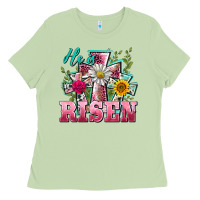 Matcha he is risen cross easter Ladies Tee - BarkalooDesign