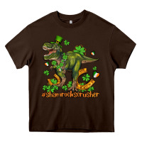 Chocolate Brown shamrockscrusher t rex and horseshoe Heavy Core Tee - AdoDesignShop