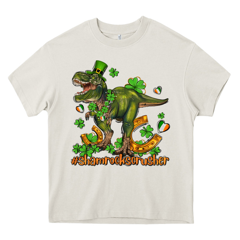 Shamrockscrusher T Rex And Horseshoe Heavy Core Tee by AdoDesignShop | Teevron