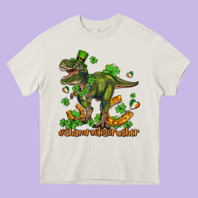 Shamrockscrusher T Rex And Horseshoe Heavy Core Tee Designed By Adodesignshop