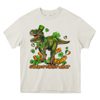 Cream shamrockscrusher t rex and horseshoe Heavy Core Tee - AdoDesignShop