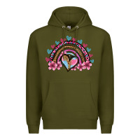Army Green valentine's day rainbow heart olivia Premium Hoodie - OliviaCreatesArt