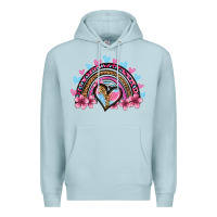 Blue Mist valentine's day rainbow heart olivia Premium Hoodie - OliviaCreatesArt