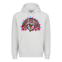 Dove Grey valentine's day rainbow heart olivia Premium Hoodie - OliviaCreatesArt
