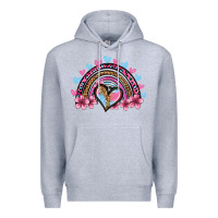 Heather Grey valentine's day rainbow heart olivia Premium Hoodie - OliviaCreatesArt