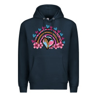 Navy valentine's day rainbow heart olivia Premium Hoodie - OliviaCreatesArt