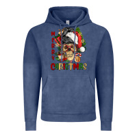 Vintage Denim Merry Christmas skeleton messy bun Vintage Hoodie - NancyCooperArtShop