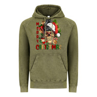 Vintage Olive Merry Christmas skeleton messy bun Vintage Hoodie - NancyCooperArtShop