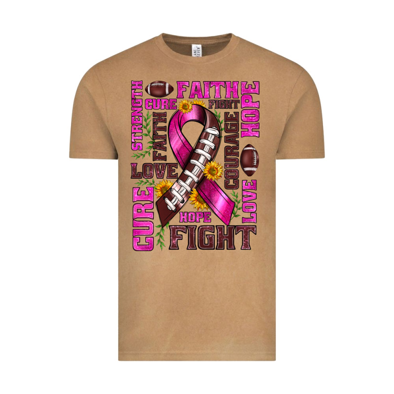 Breast Cancer American Football Ribbon Love Cure Fight Bbs Vintage Tee by BundleAndBundleShop | Teevron