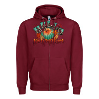 Burgundy hello pumpkin Zipper Hoodie - CowGirlArtShop
