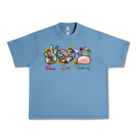 Pebble Blue Peace Love Make Up Urban Heavy Tee - BundleAndBundleShop