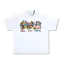 White Peace Love Make Up Urban Heavy Tee - BundleAndBundleShop