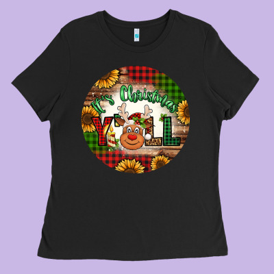 It's Christmas Y'all Reindeer Christmas Ladies Tee Designed By Jasminsmagicworld