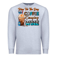 Heather Grey Plan For The Day Coffee Camping Wine Frappe Coffee Premium Sweatshirt - FaDigitalArtStudio