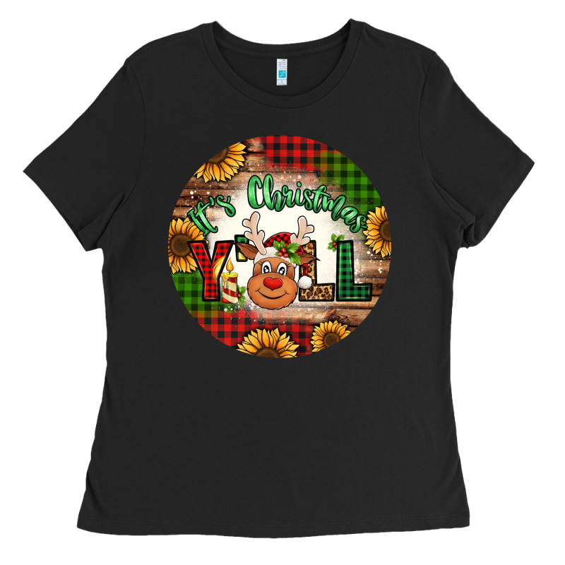 It's Christmas Y'all Reindeer Christmas Ladies Tee by Jasminsmagicworld | Teevron