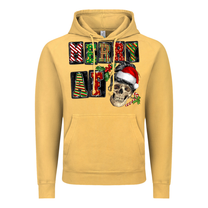 Merry Af Skeleton Messy Bun Vintage Hoodie by NancyCooperArtShop | Teevron