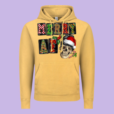 Merry Af Skeleton Messy Bun Vintage Hoodie Designed By Nancycooperartshop