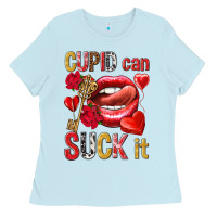 Baby Blue cupid can suck it Ladies Tee - NancyCooperArtShop