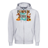 Heather Grey pumpkin spice and jesus christ Zipper Hoodie - CowGirlArtShop