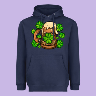 St. Patrick's Beer And Shamrock Heavyweight Hoodie Designed By Oliviacreatesart