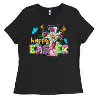 Black happy easter cross Ladies Tee - BarkalooDesign