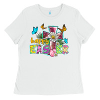 White happy easter cross Ladies Tee - BarkalooDesign