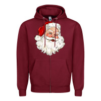 Burgundy santa claus Zipper Hoodie - CowGirlArtShop