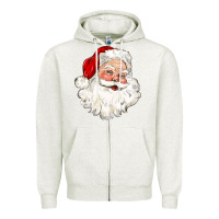 Oatmeal Heather santa claus Zipper Hoodie - CowGirlArtShop