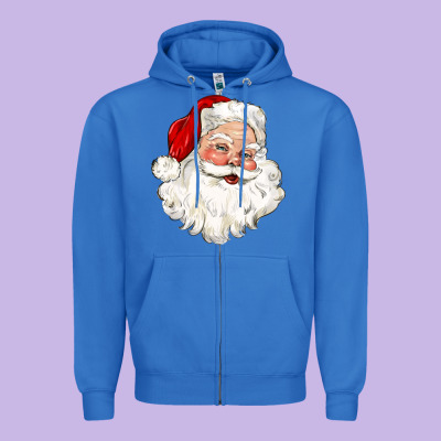 Santa Claus Zipper Hoodie Designed By Cowgirlartshop