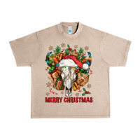 French Oak Merry Christmas With Bull skull Urban Heavy Tee - BundleAndBundleShop