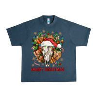 Merry Christmas With Bull Skull Urban Heavy Tee | Teevron