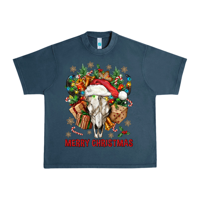 Merry Christmas With Bull Skull Urban Heavy Tee by BundleAndBundleShop | Teevron