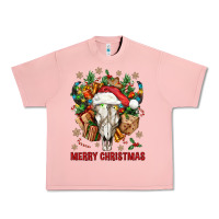 Salmon Merry Christmas With Bull skull Urban Heavy Tee - BundleAndBundleShop