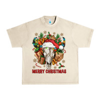 Sandshell Merry Christmas With Bull skull Urban Heavy Tee - BundleAndBundleShop