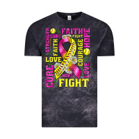 Cloud Black breast cancer softball ribbon love cure fight bbs Vintage Tee - BundleAndBundleShop