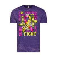 Cloud Purple breast cancer softball ribbon love cure fight bbs Vintage Tee - BundleAndBundleShop