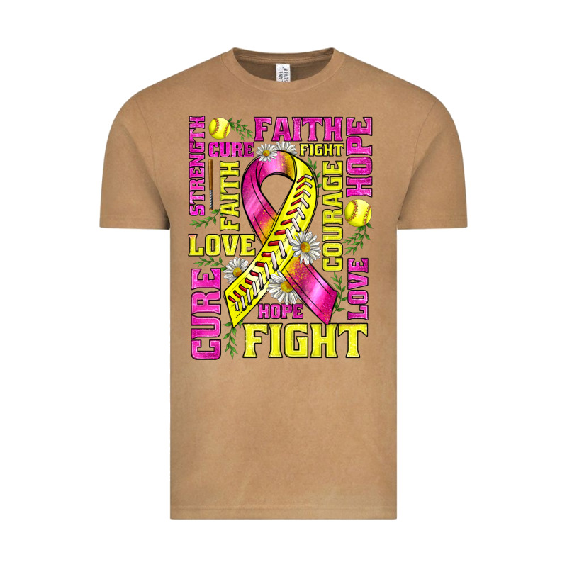 Breast Cancer Softball Ribbon Love Cure Fight Bbs Vintage Tee by BundleAndBundleShop | Teevron