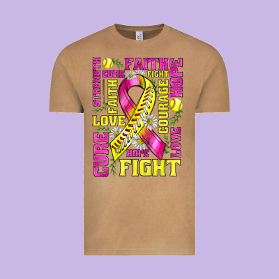 Breast Cancer Softball Ribbon Love Cure Fight Bbs Vintage Tee Designed By Bundleandbundleshop