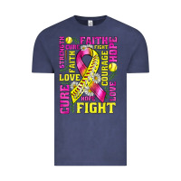 Vintage Denim breast cancer softball ribbon love cure fight bbs Vintage Tee - BundleAndBundleShop